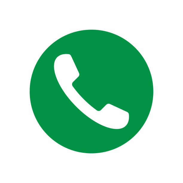 Phone icon. Call application symbol. Green round button. Flat interface logo. Simple shape telephone sign. Isolated on white background. Vector illustration image.